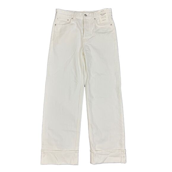 MADEWELL Low-Slung Baggy Jeans 23 Pure White Wide Leg Fixed Cuffs Denim B22 - Picture 2 of 7